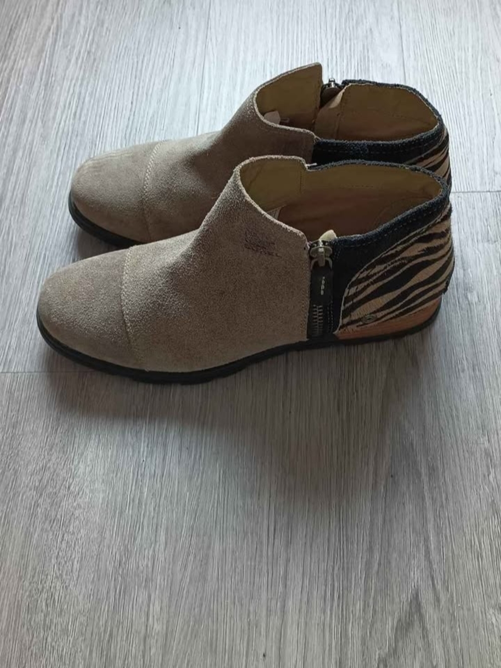 Sorel  Boots with Zebra-Print Heel Accent Size 10
